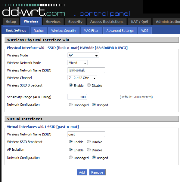 Einrichten des zweiten WLANs (gast)